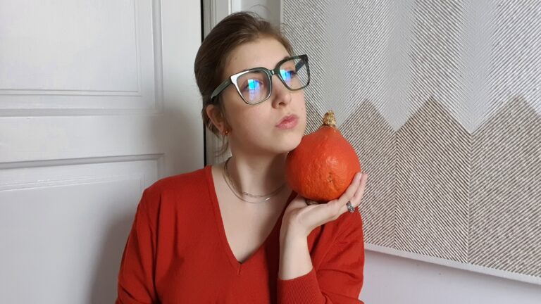 girl with pumpkin